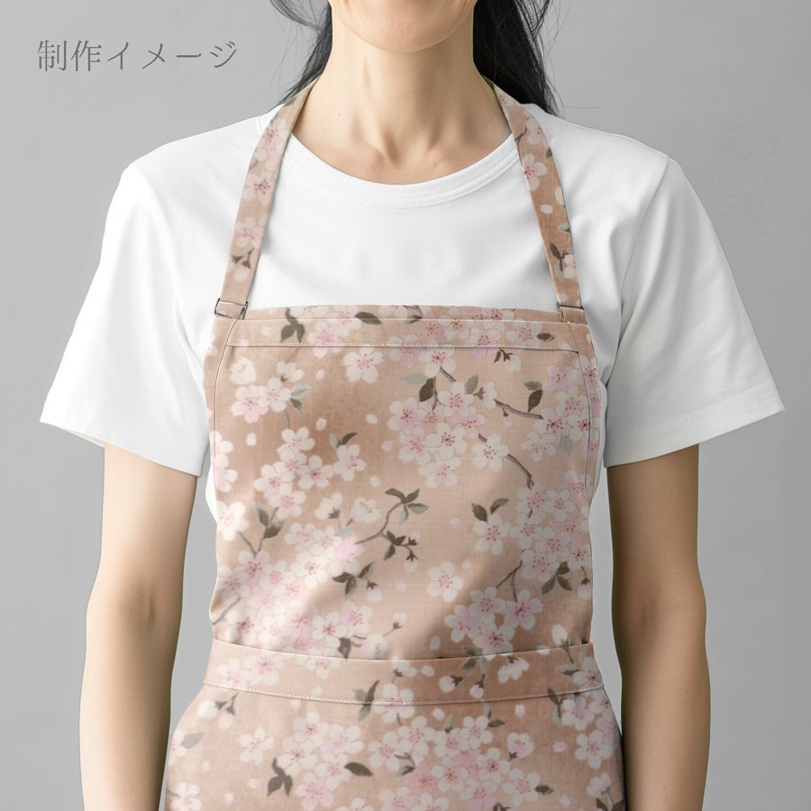和柄コットン生地 春霞の桜(ベージュ) 10cm単位 切り売り