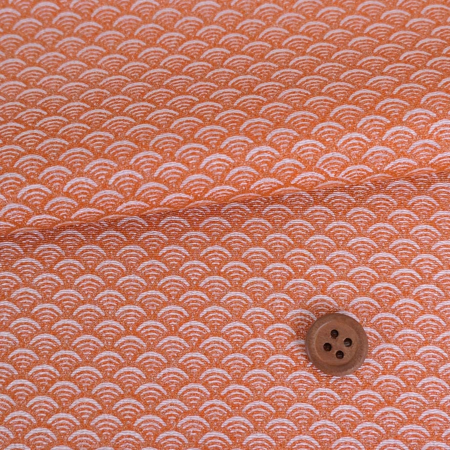 ちりめん生地 青海波(ラメオレンジ) 10cm単位 切り売り