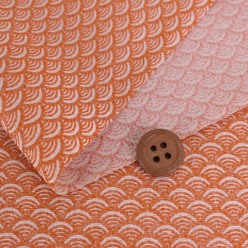 ちりめん生地 青海波(ラメオレンジ) 10cm単位 切り売り