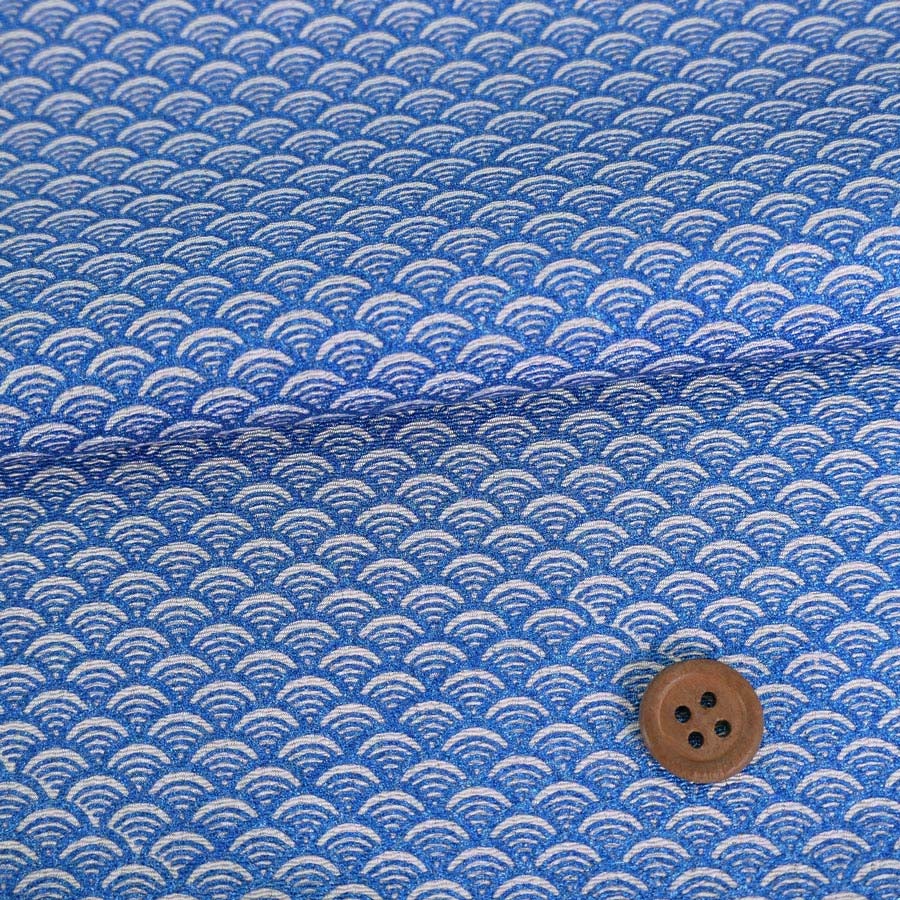 ちりめん生地 青海波(ラメブルー) 10cm単位 切り売り