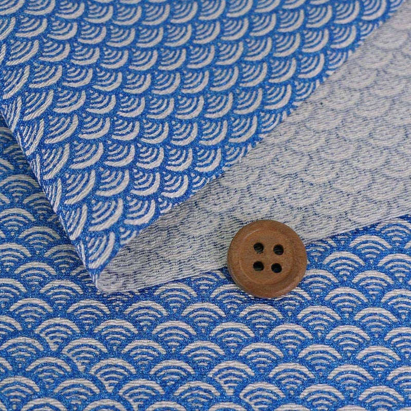 ちりめん生地 青海波(ラメブルー) 10cm単位 切り売り