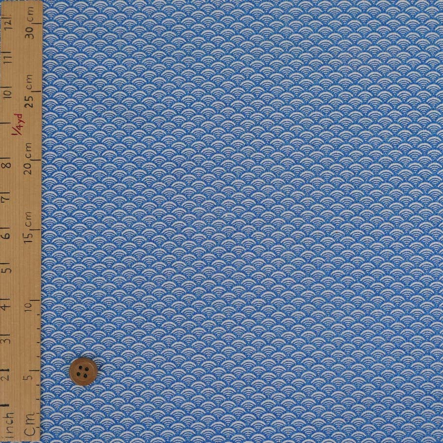 ちりめん生地 青海波(ラメブルー) 10cm単位 切り売り