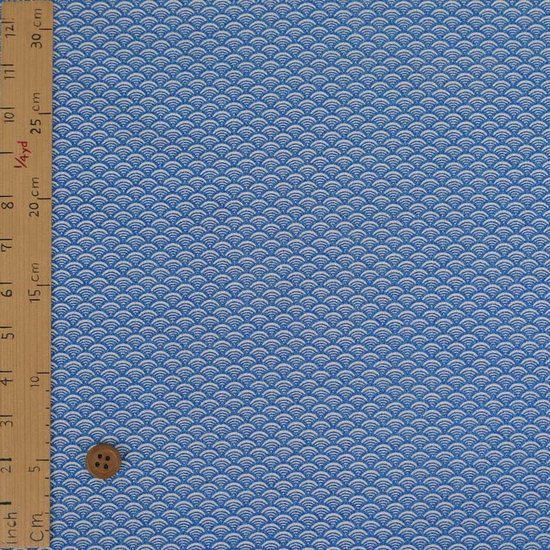 ちりめん生地 青海波(ラメブルー) 10cm単位 切り売り