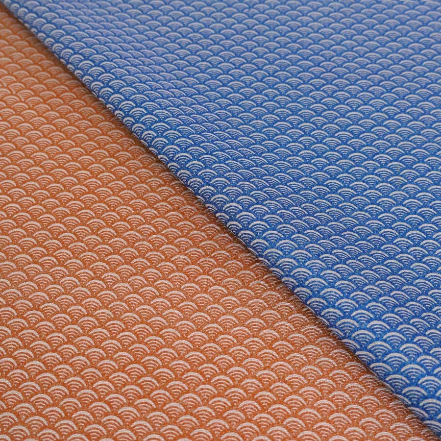 ちりめん生地 青海波(ラメブルー) 10cm単位 切り売り