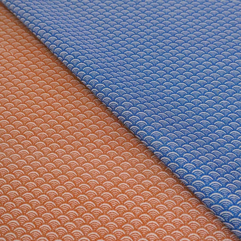 ちりめん生地 青海波(ラメブルー) 10cm単位 切り売り