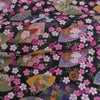 和柄コットン生地 桜に雅扇ちらし(黒) 10cm単位 切り売り