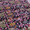 和柄コットン生地 桜に雅扇ちらし(黒) 10cm単位 切り売り