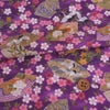 和柄コットン生地 桜に雅扇ちらし(紫) 10cm単位 切り売り