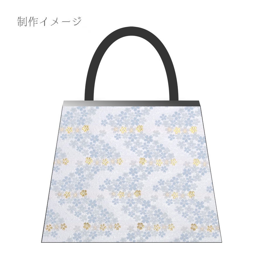 金襴生地(金らん) 桜波(白/水色) 10cm単位 切り売り