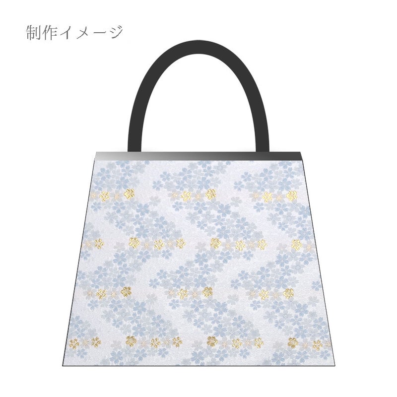 金襴生地(金らん) 桜波(白/水色) 10cm単位 切り売り