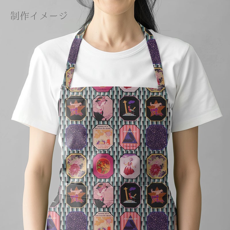 和柄コットン生地 レトロモダン額絵柄(シック) 10cm単位 切り売り