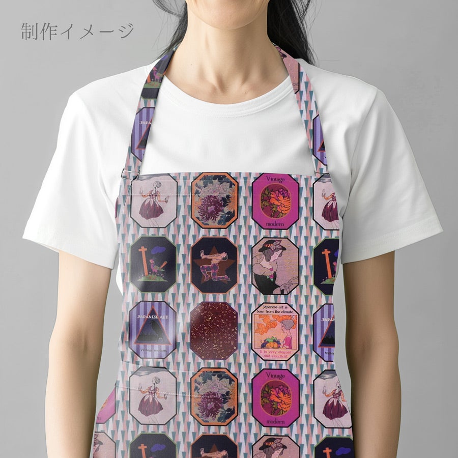 和柄コットン生地 レトロモダン額絵柄(ソフト) 10cm単位 切り売り