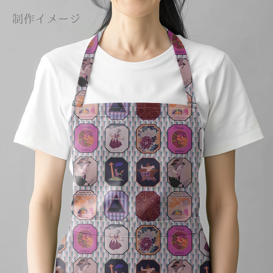 和柄コットン生地 レトロモダン額絵柄(ソフト) 10cm単位 切り売り