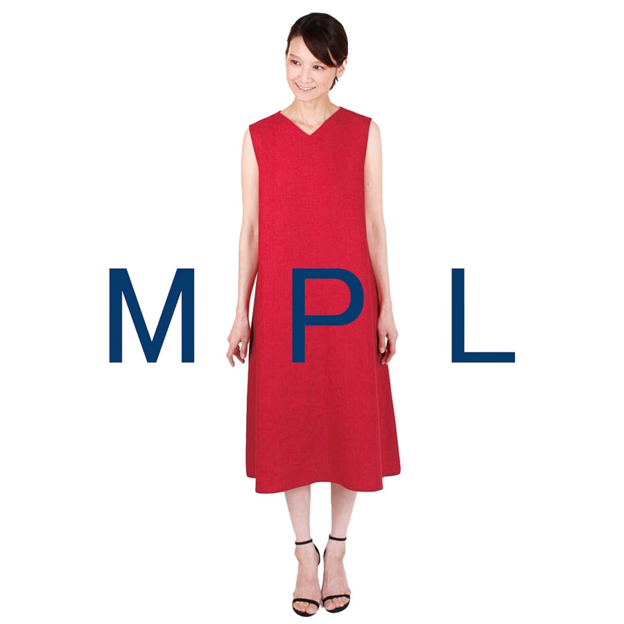 実物大型紙・Vネックフレアードレス