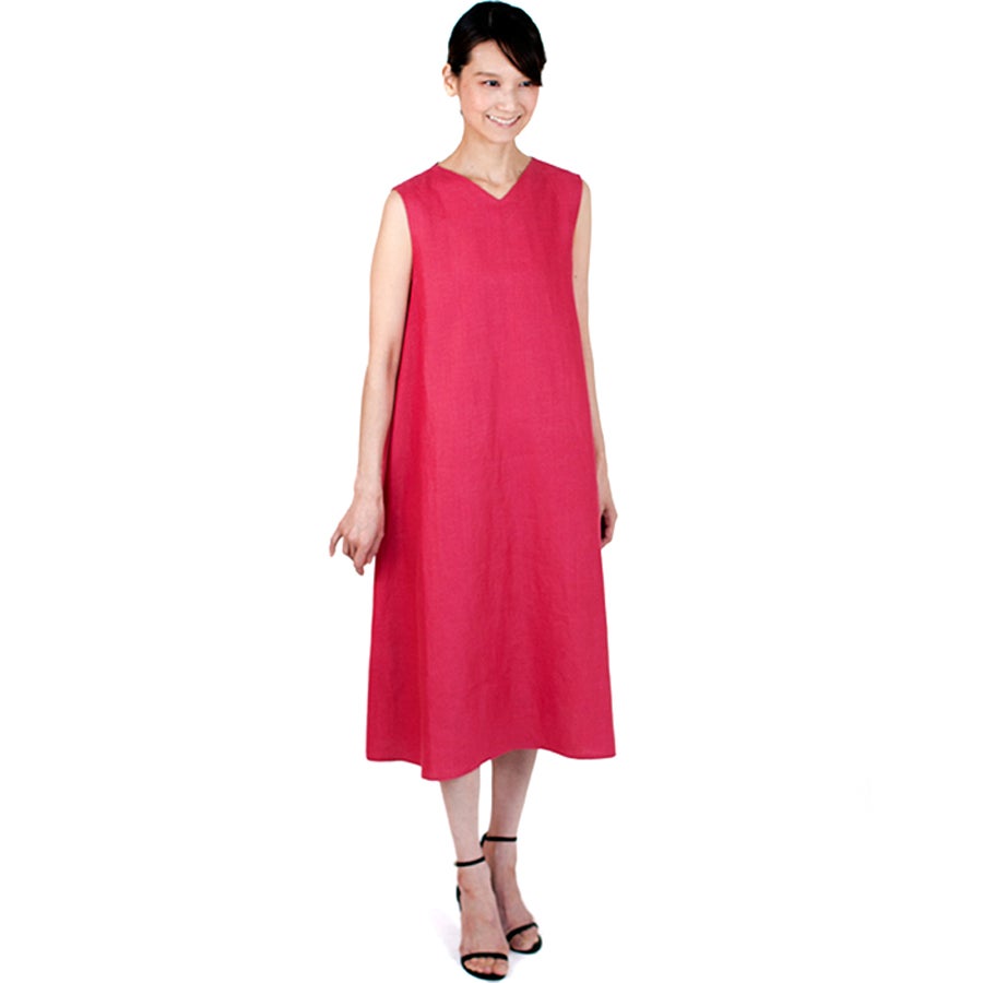 実物大型紙・Vネックフレアードレス