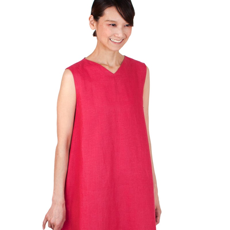 実物大型紙・Vネックフレアードレス