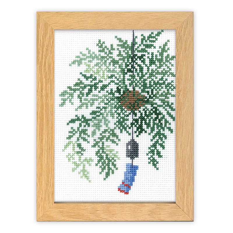 クロスステッチキット 12ヶ月の盆栽・7月 しのぶ フレーム付