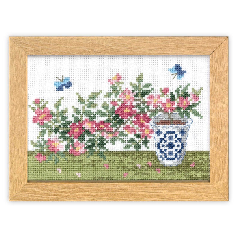 クロスステッチキット 12ヶ月の盆栽・5月 野薔薇 フレーム付