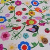 コットン生地 かぎ編み風の花と小鳥といちご 10cm単位 切り売り