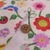 コットン生地 かぎ編み風の花と小鳥といちご 10cm単位 切り売り