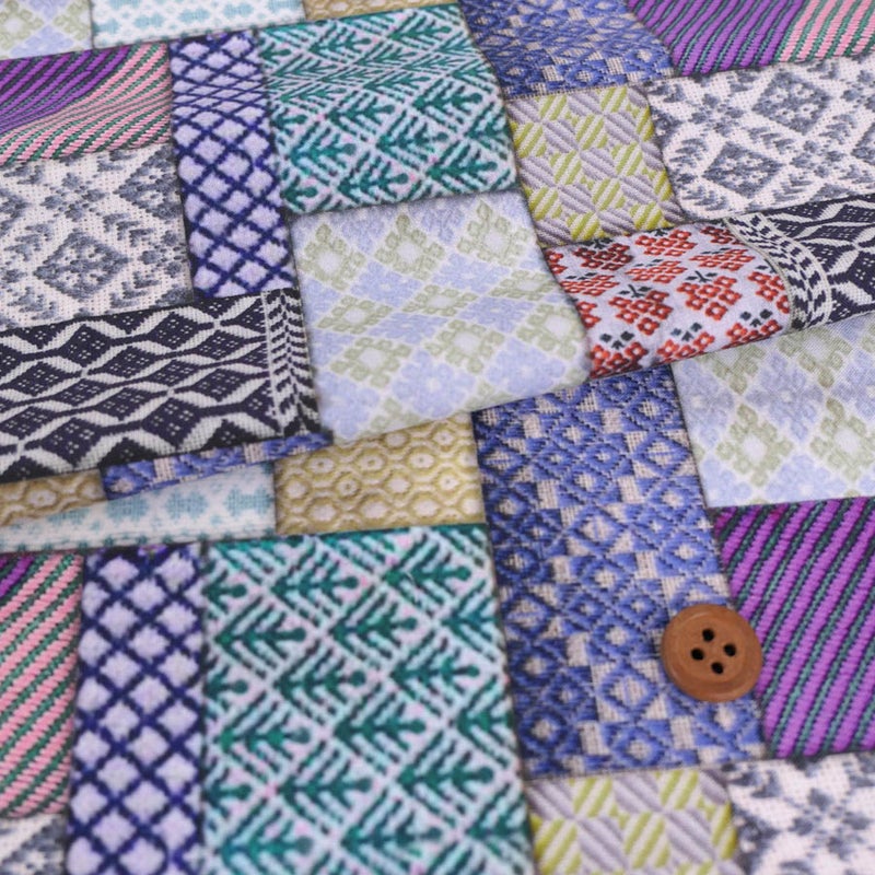 コットン生地 こぎん刺し風パッチワーク柄 10cm単位 切り売り