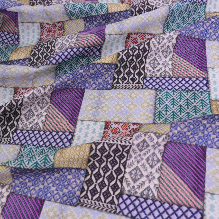 コットン生地 こぎん刺し風パッチワーク柄 10cm単位 切り売り