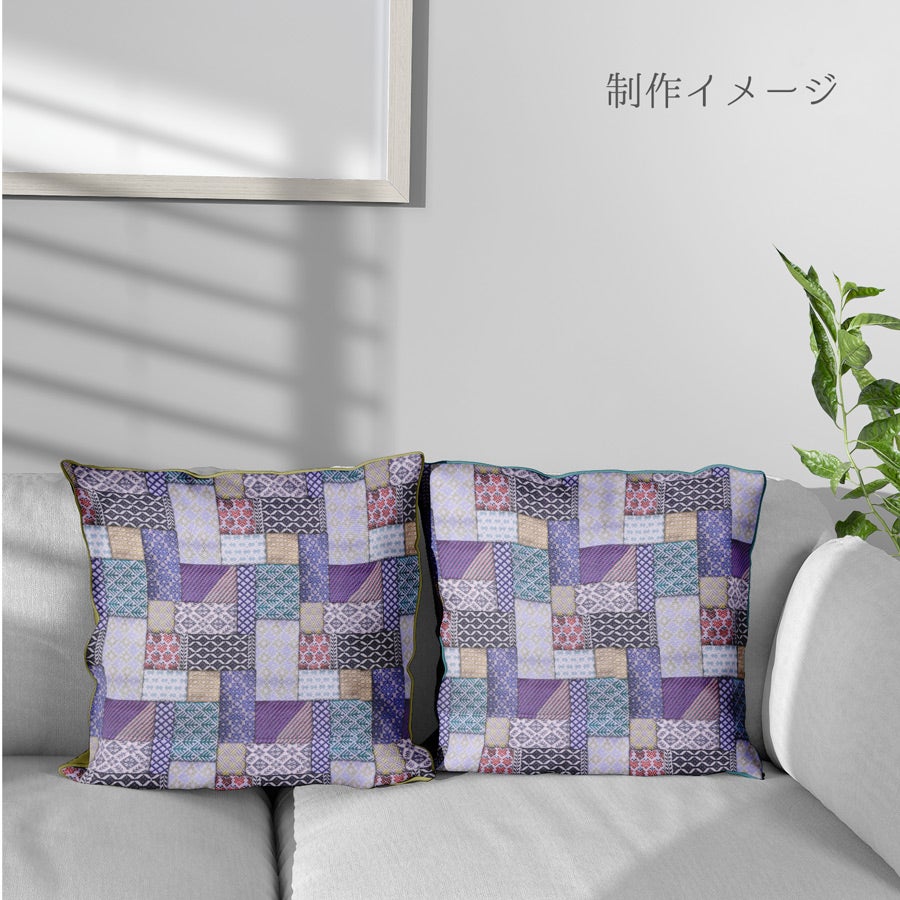 コットン生地 こぎん刺し風パッチワーク柄 10cm単位 切り売り