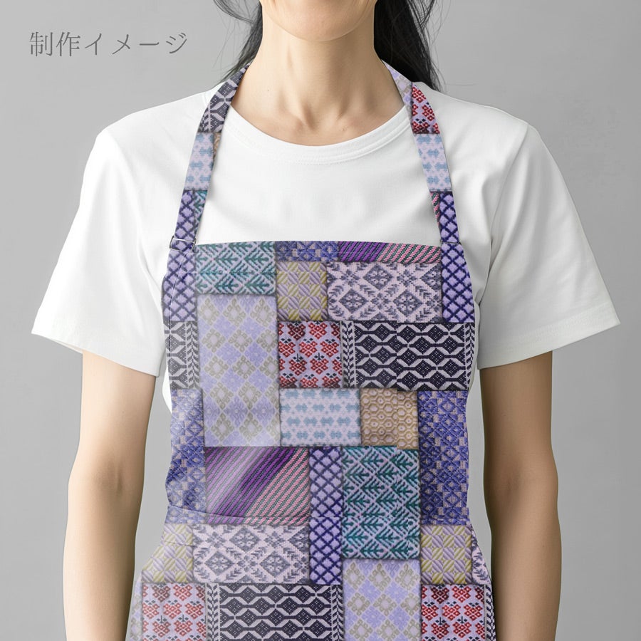 コットン生地 こぎん刺し風パッチワーク柄 10cm単位 切り売り