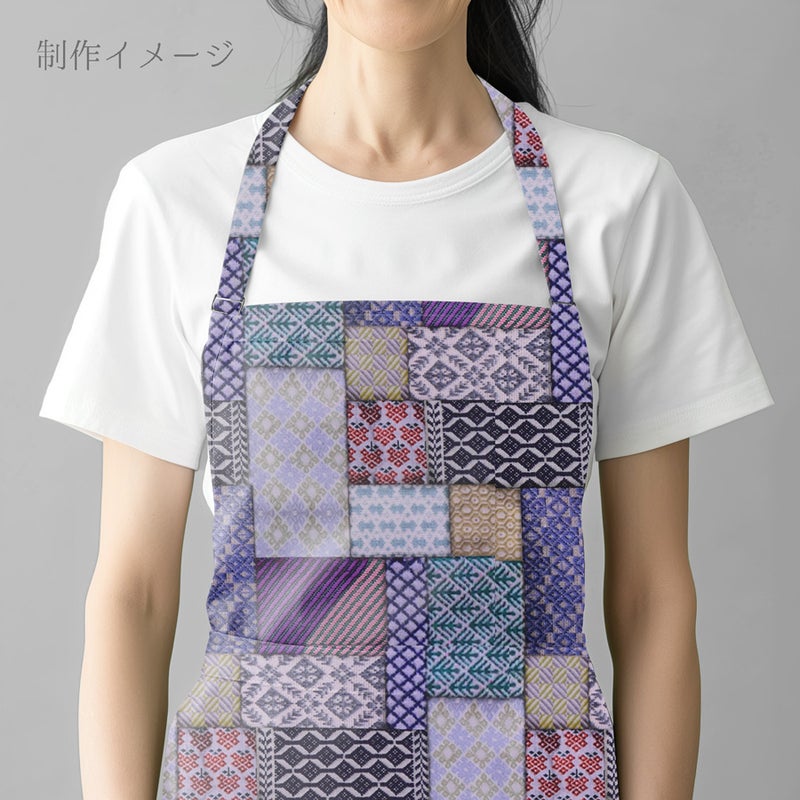 コットン生地 こぎん刺し風パッチワーク柄 10cm単位 切り売り