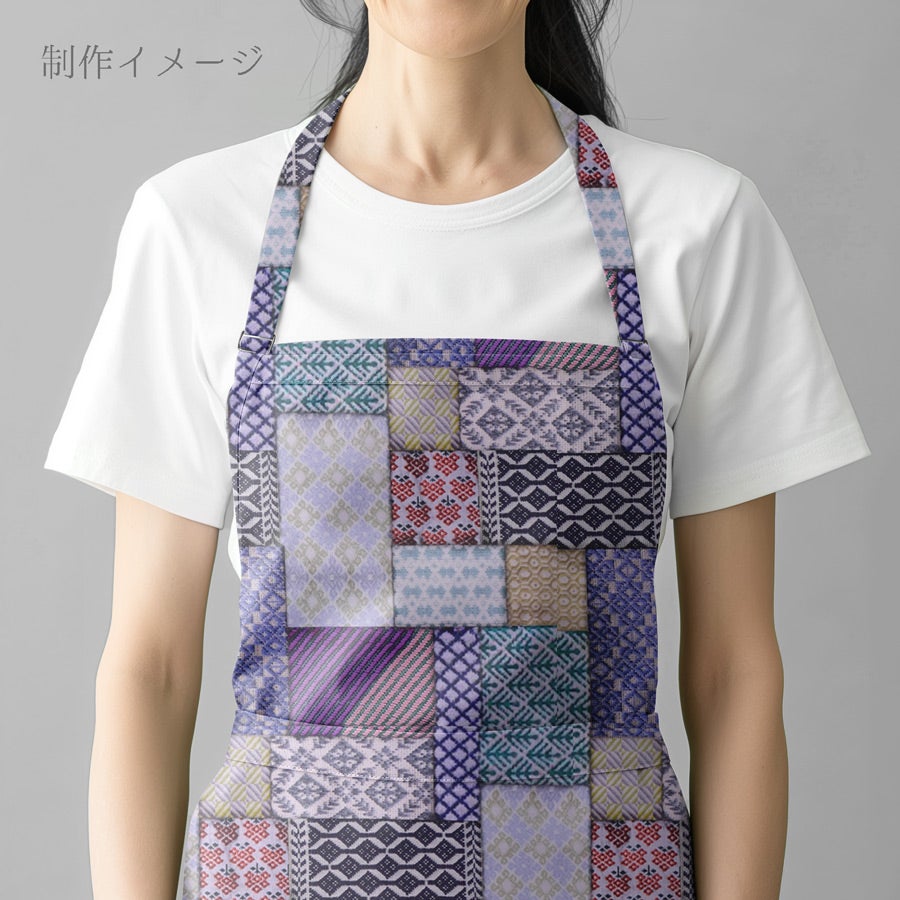 コットン生地 こぎん刺し風パッチワーク柄 10cm単位 切り売り