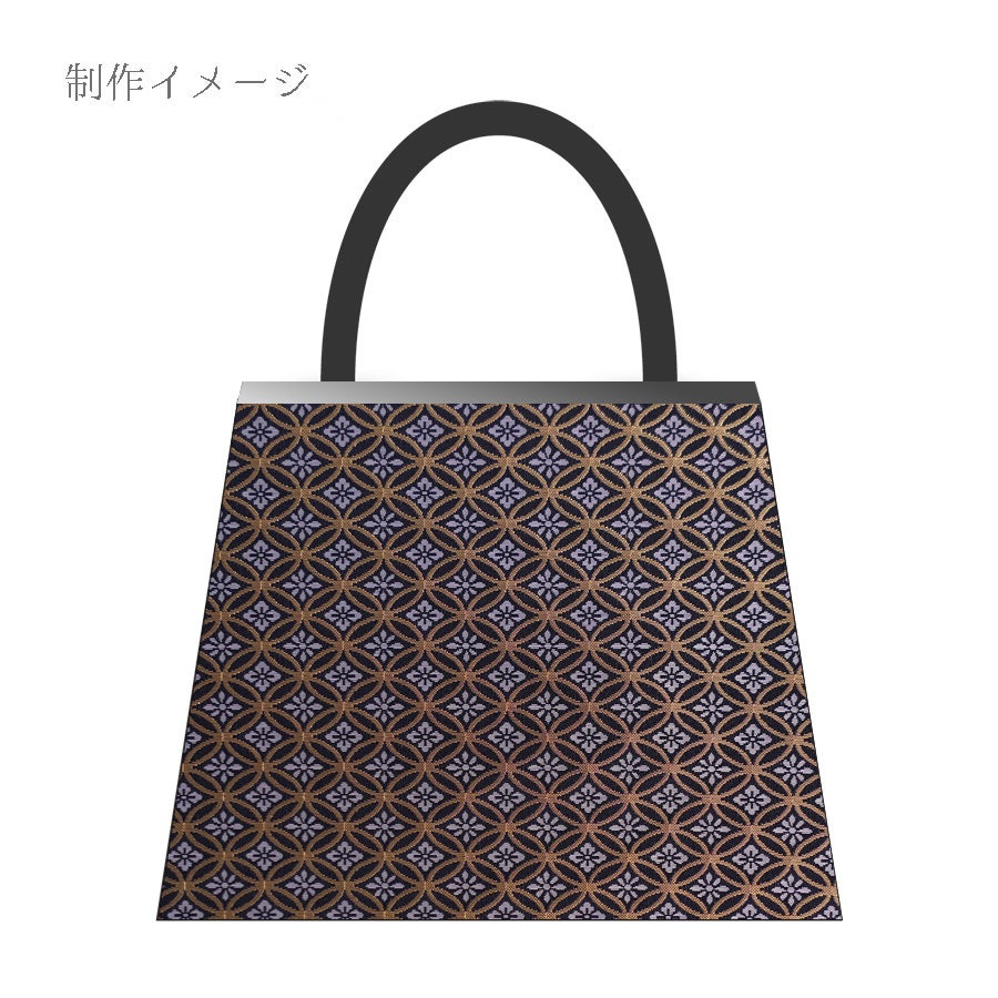 金襴生地(金らん) 花菱七宝つなぎ(黒) 10cm単位 切り売り