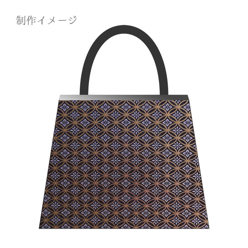 金襴生地(金らん) 花菱七宝つなぎ(黒) 10cm単位 切り売り