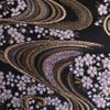 金襴生地(金らん) 夜桜流水(黒) 10cm単位 切り売り