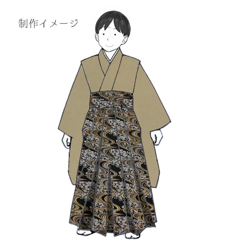 金襴生地(金らん) 夜桜流水(黒) 10cm単位 切り売り