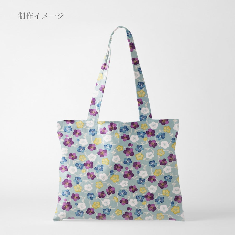 ポリちりめん生地 くるり小梅(くすみブルー) 10cm単位 切り売り