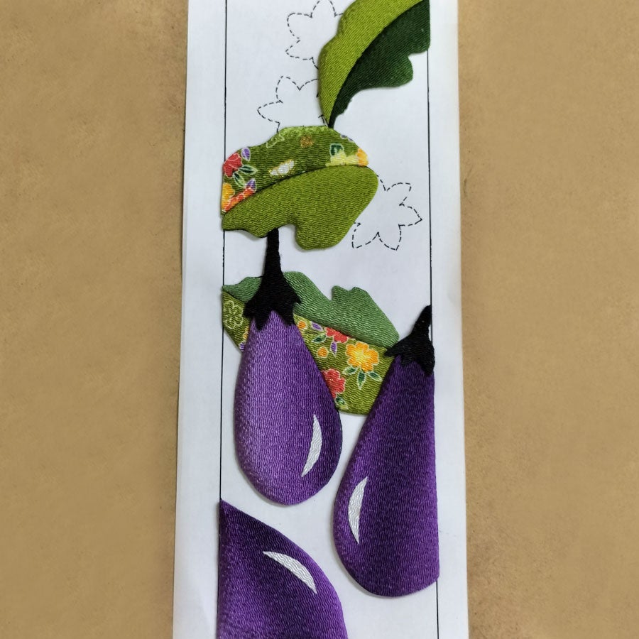 ちりめん手芸キット 花と実の短冊 6月 茄子と花