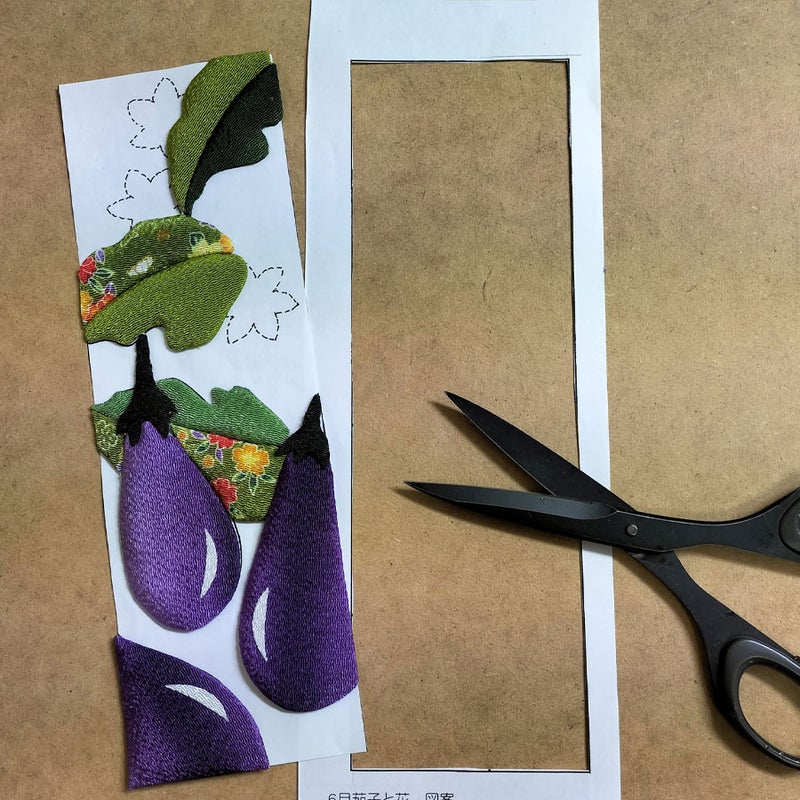 ちりめん手芸キット 花と実の短冊 6月 茄子と花