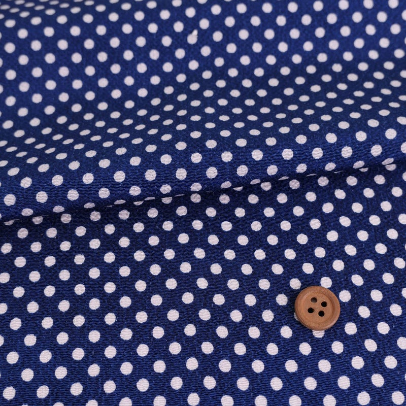 ちりめん生地 みずたま(紺色) 10cm単位 切り売り