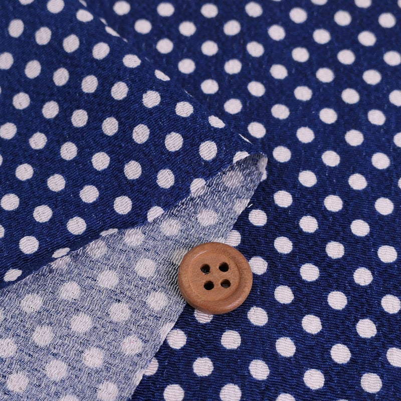 ちりめん生地 みずたま(紺色) 10cm単位 切り売り