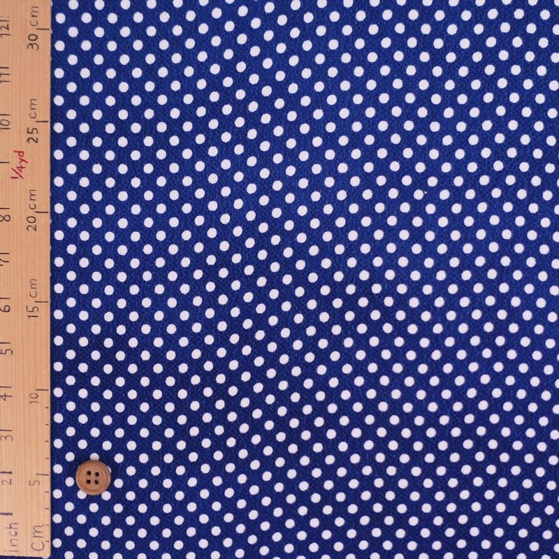 ちりめん生地 みずたま(紺色) 10cm単位 切り売り