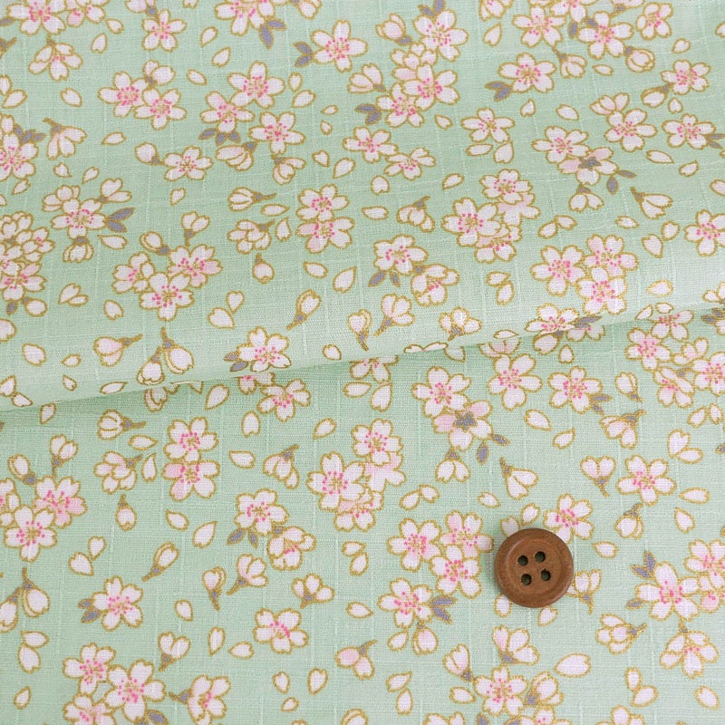 和柄コットン生地 小桜ちらし(淡若草) 10cm単位 切り売り