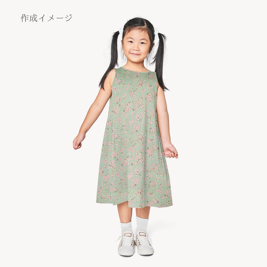 和柄コットン生地 小桜ちらし(淡若草) 10cm単位 切り売り