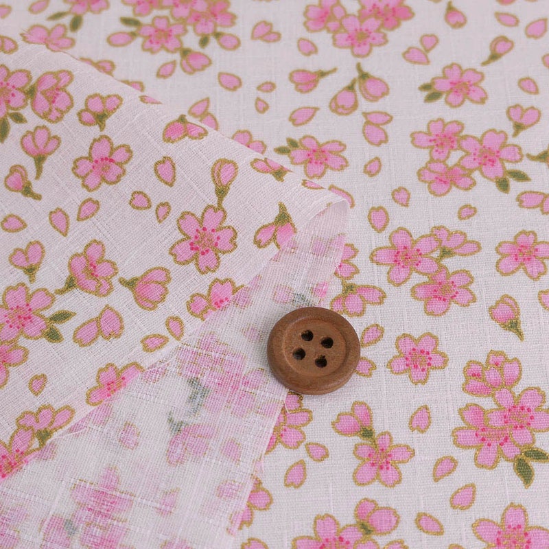 和柄コットン生地 小桜ちらし(白/ピンク) 10cm単位 切り売り