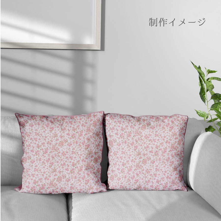 和柄コットン生地 小桜ちらし(白/ピンク) 10cm単位 切り売り
