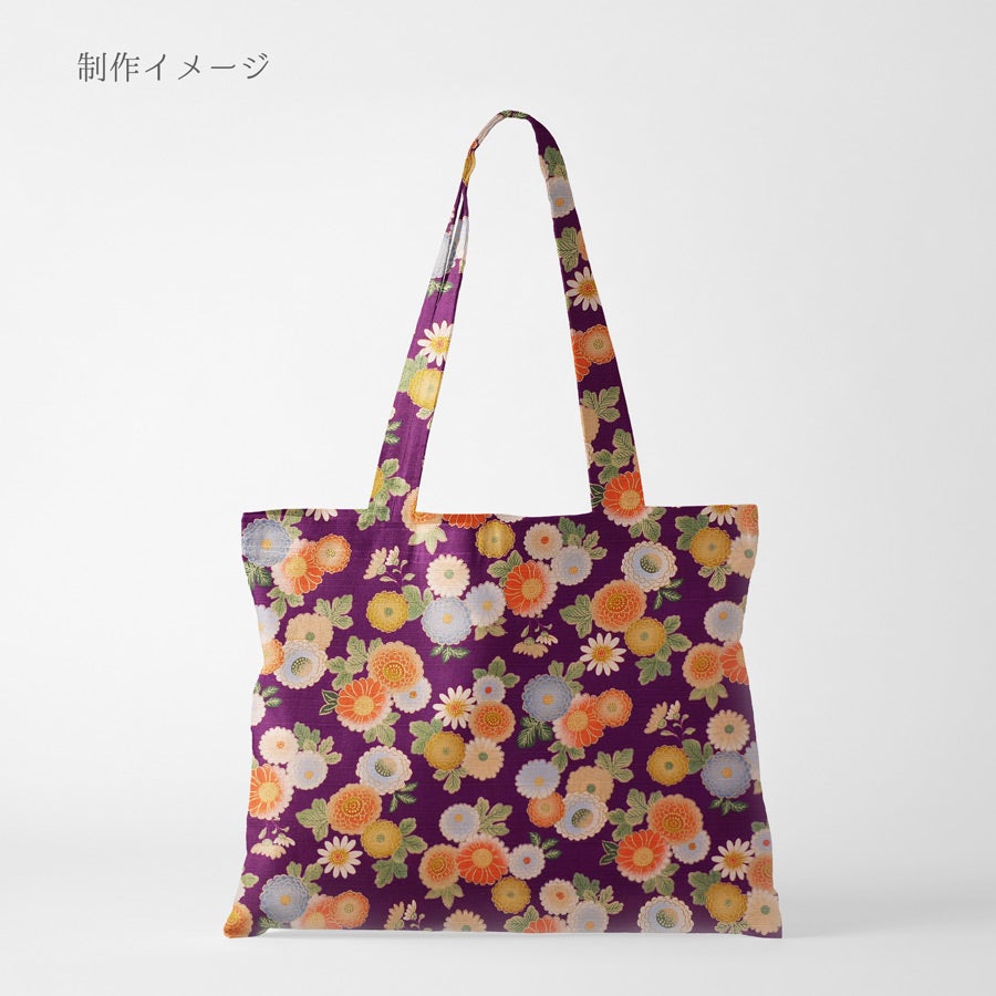 和柄コットン生地 彩り菊づくし(紫) 10cm単位 切り売り
