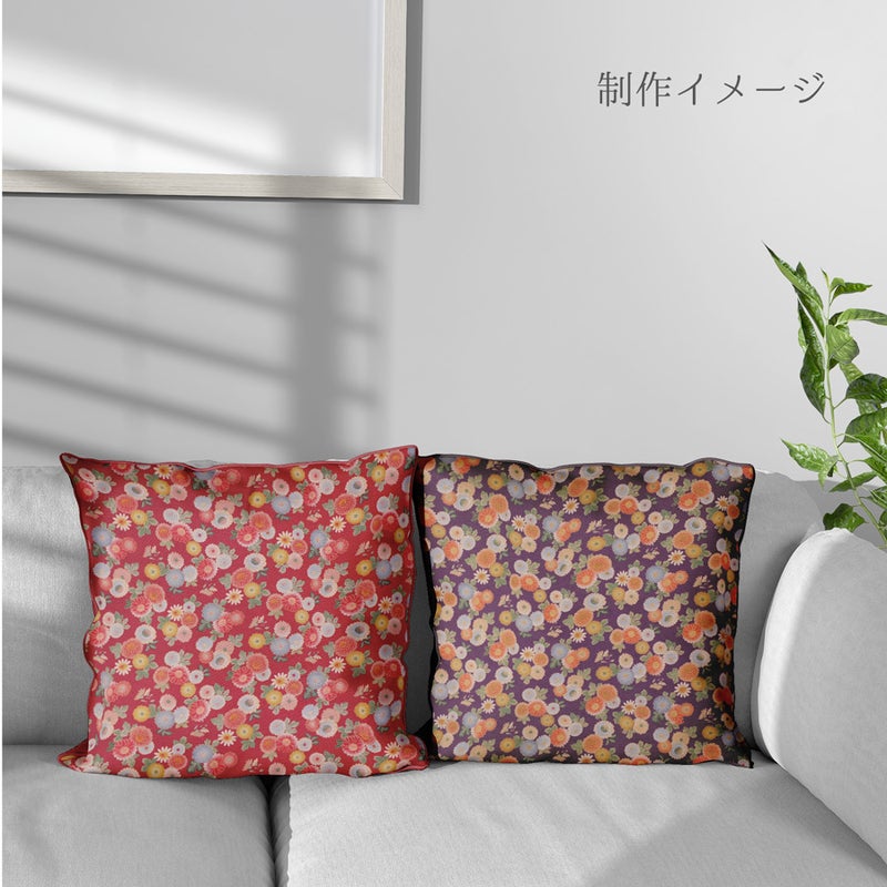 和柄コットン生地 彩り菊づくし(紫) 10cm単位 切り売り