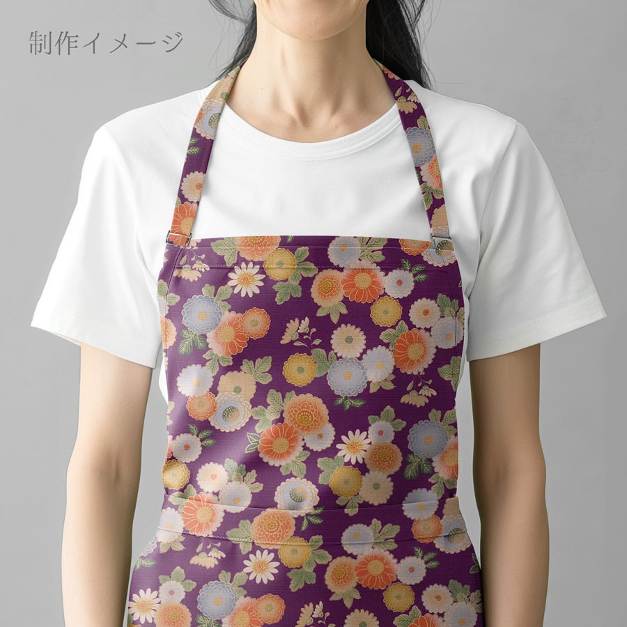 和柄コットン生地 彩り菊づくし(紫) 10cm単位 切り売り