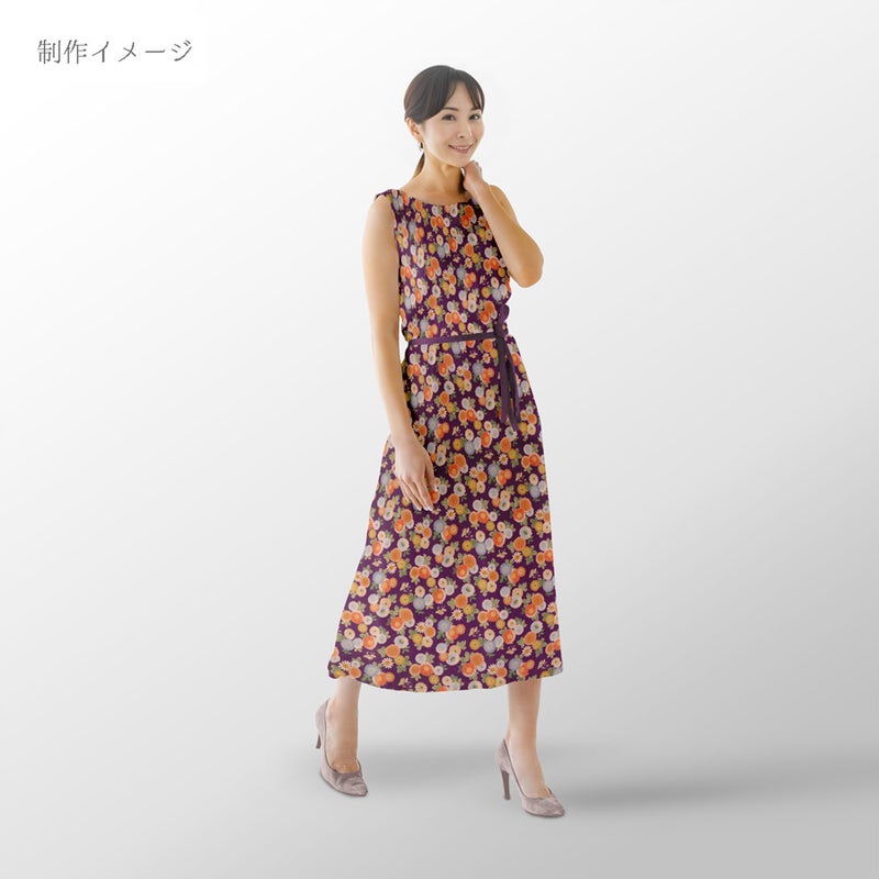 和柄コットン生地 彩り菊づくし(紫) 10cm単位 切り売り