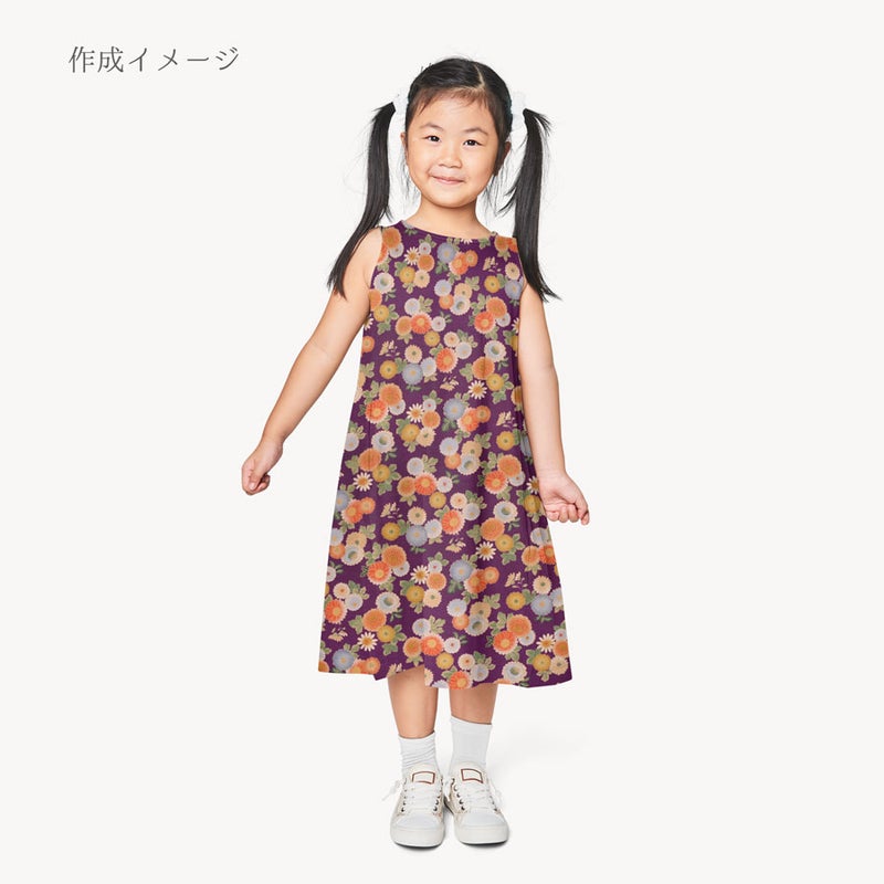 和柄コットン生地 彩り菊づくし(紫) 10cm単位 切り売り
