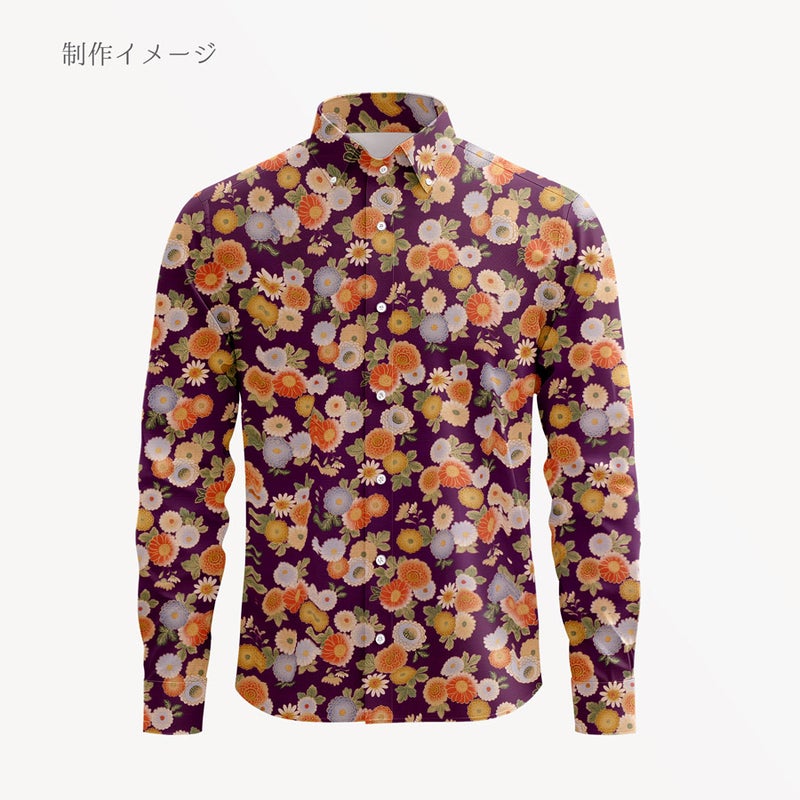 和柄コットン生地 彩り菊づくし(紫) 10cm単位 切り売り